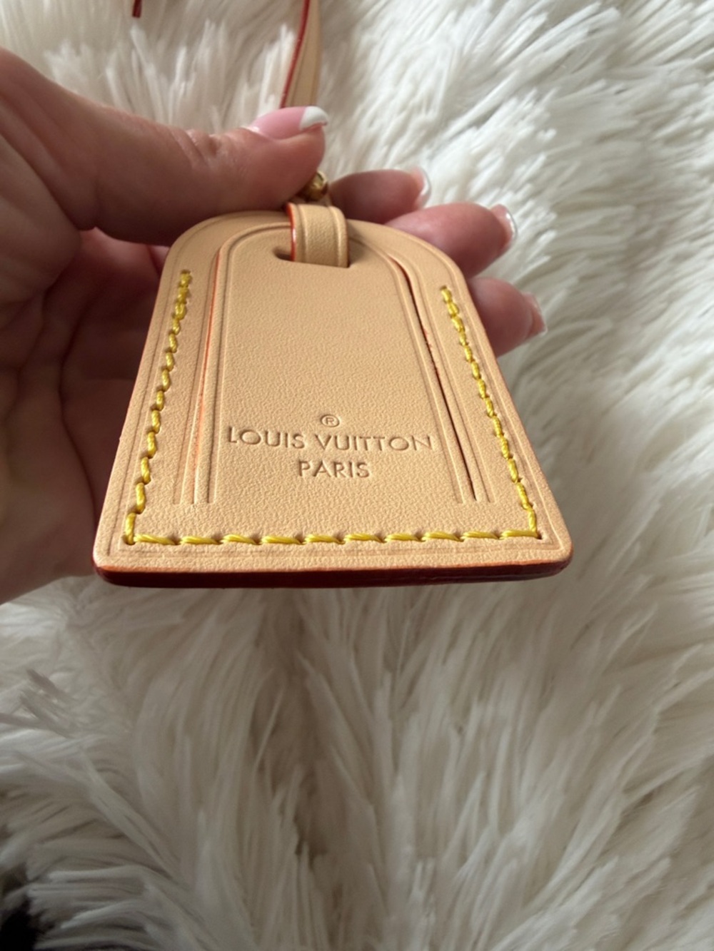 Louis Vuitton Tan Leather Luggage Tag with Red Edge - Picture 6 of 10